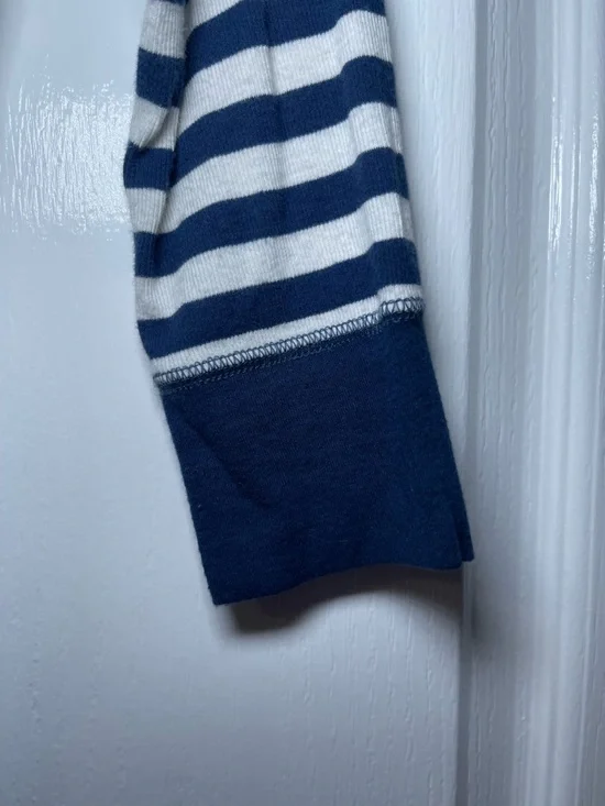 Y2K Vintage Abercrombie & Fitch Women’s Blue & White Striped Henley Size Large - Picture 6 of 16